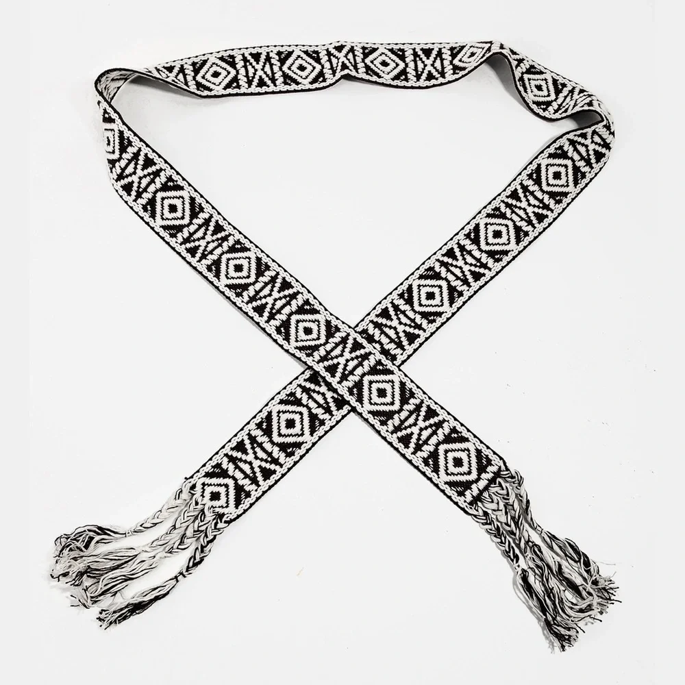 Boho Pattern Braided Belt 60” available in Black or Brown
